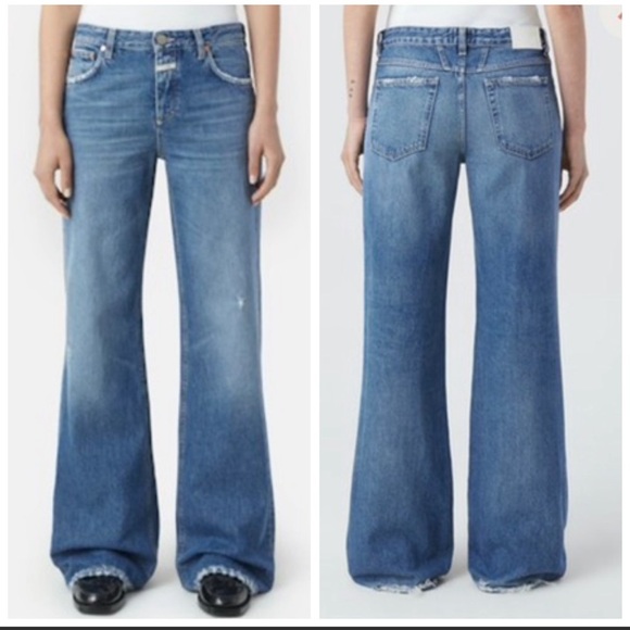 Closed Denim - Closed Wide Leg Raw Hem Jeans Size 28